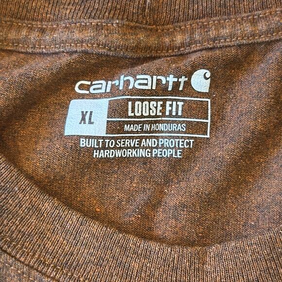 Carhartt Men's Loose Fit Heavyweight Pocket Logo Short Sleeve Brown T-Shirt XL - Picture 6 of 9